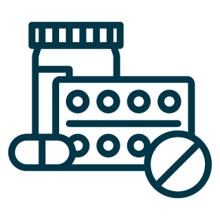 Ikon, pillerburk, pillerkarta och tablett